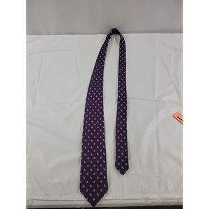 BREUER‎ Purple Plaid Floral Silk Tie HANDMADE FRANCE 59.5"/ 3.5"